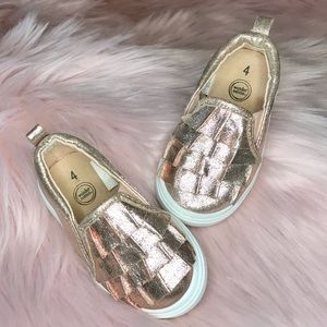 Rose Gold slip-on Ruffle shoes size 4